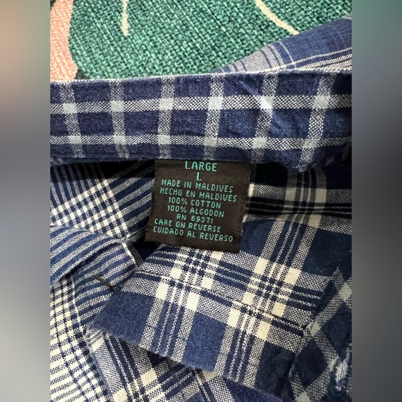 Vintage Santana Collarless Plaid Denim Button Up Shirt - Picture 7 of 11